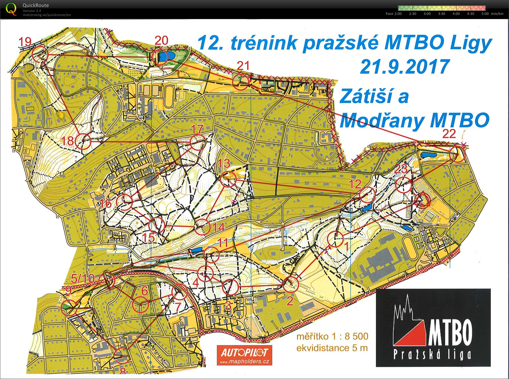 12. trénink Pražské MTBO ligy (21.09.2017)